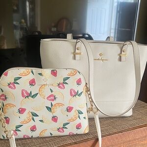 Nanette Lepore Cream Tote and Floral Crossbody Bag